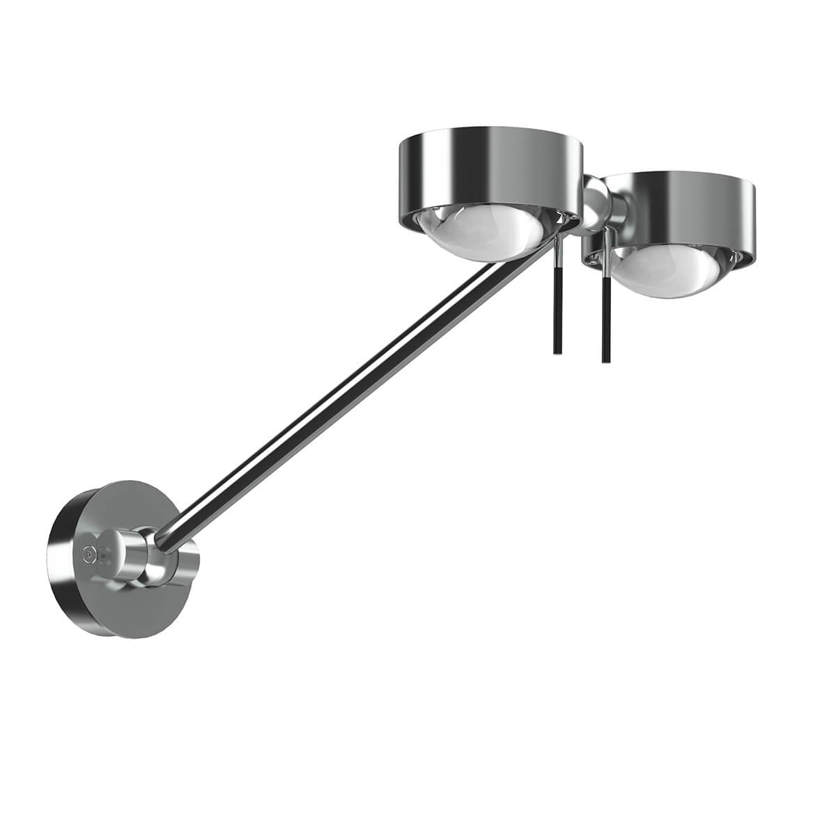 Top Light Puk Wing Twin LED Wand- / Deckenleuchte, 30 cm, Gehäuse, Chrom matt, mit Einsätzen Glas satiniert / Linse klar (Einsätze nicht inbegriffen)