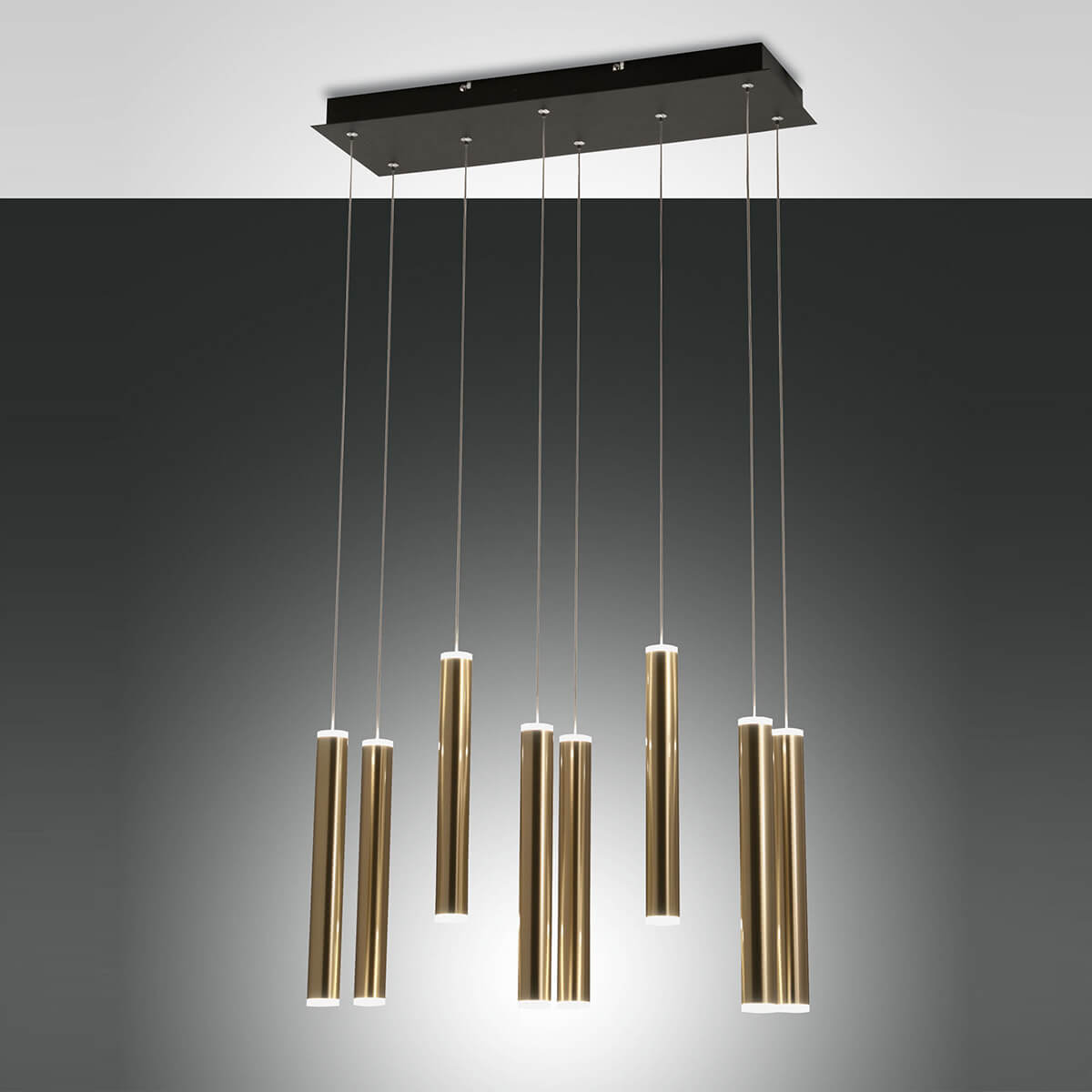 Fabas Luce Prado LED Pendelleuchte, 8-flg., Messing satiniert