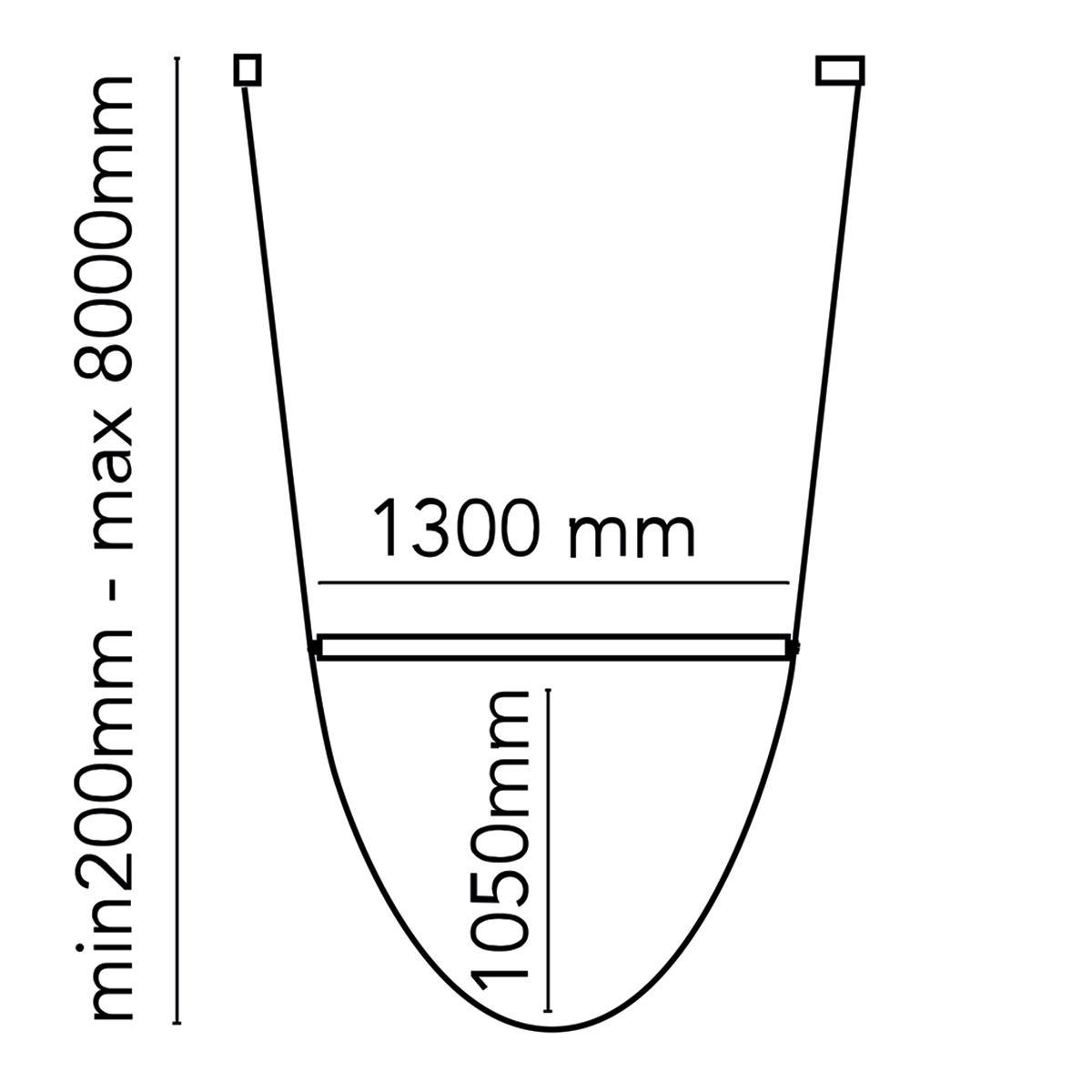 Flos Wireline LED Pendelleuchte, Maßzeichnung