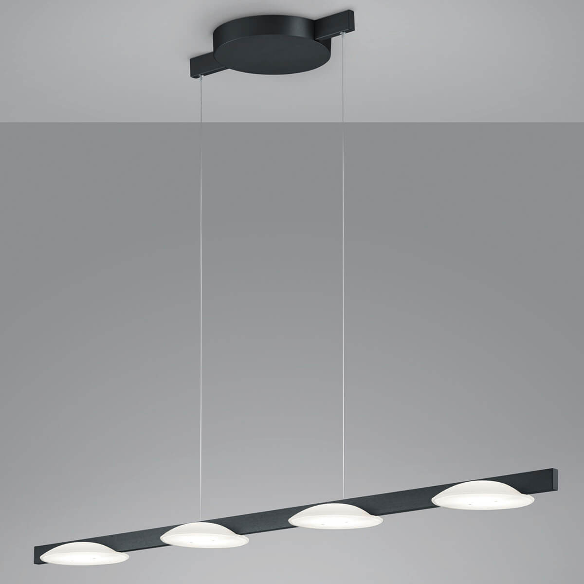 Helestra Pole LED Pendelleuchte, mit Casambi-Modul, 4-flg., schwarz matt