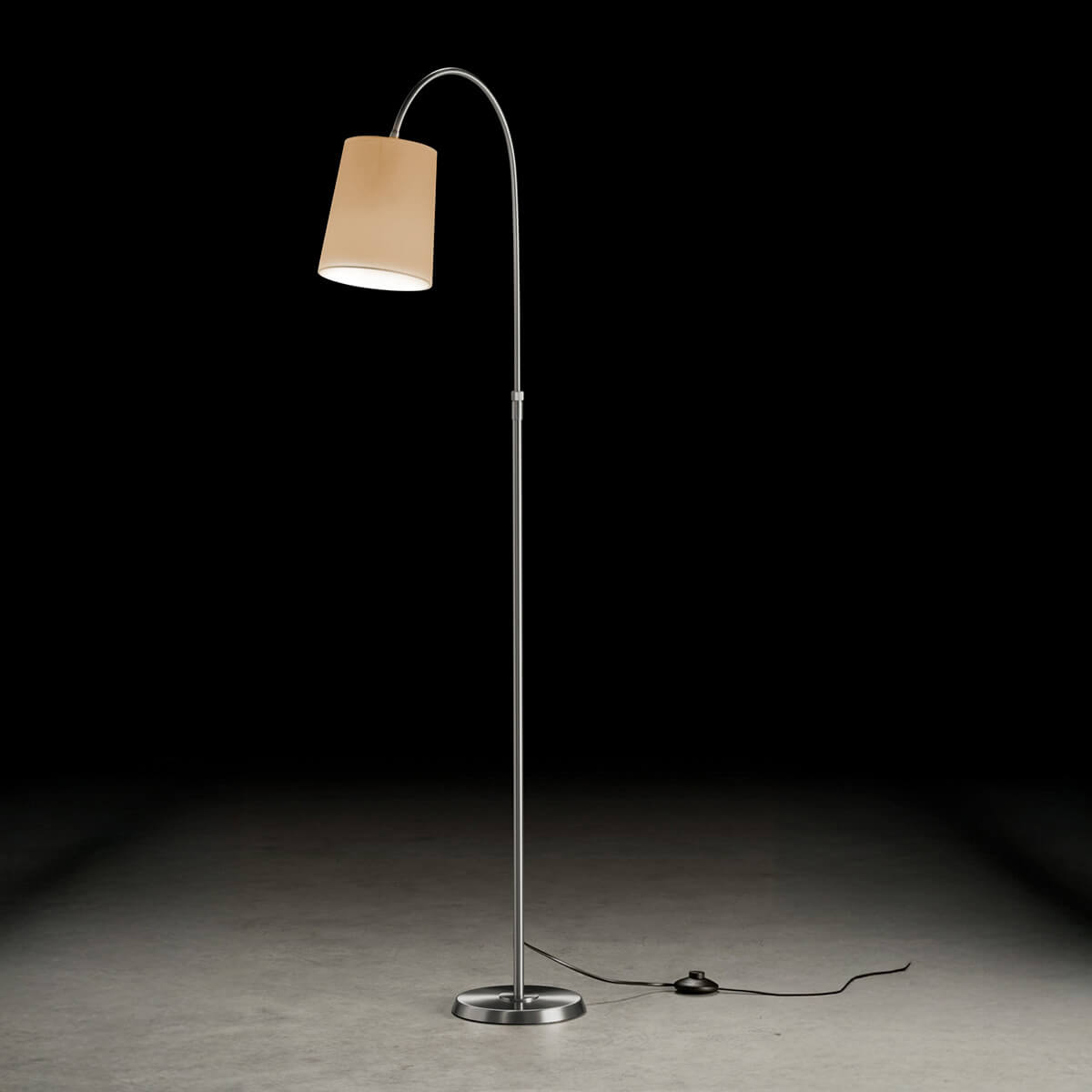 Holtkötter Boyleuchte Bogenleuchte, Schirm Ø: 16 cm, Nickel matt, Chintz Sand