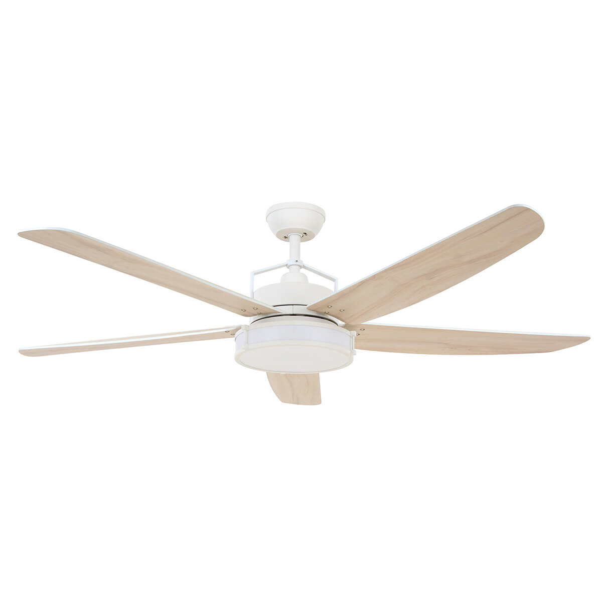 Beacon Lighting Lucci Air Airfusion Louisville Deckenventilator mit Licht, weiß, Flügel: Eiche hell