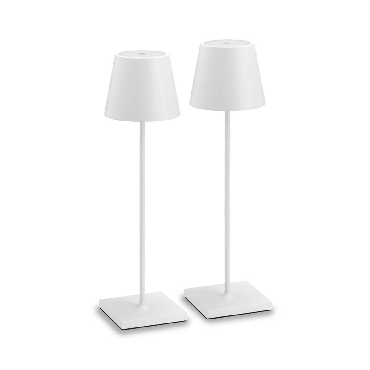 LCD Außenleuchten 2er Set Outdoor LED Akku-Tischleuchte, weiß