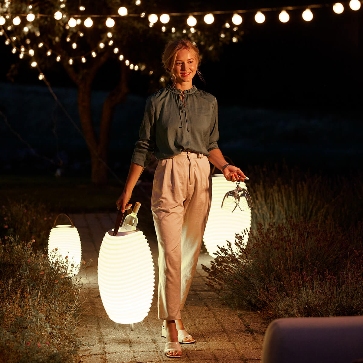 Kooduu Synergy 2.0 LED Akkuleuchte, Bluetooth Lautsprecher & Weinkühler, 35 (small, Höhe: 41 cm) und  50 (medium, Höhe: 56 cm)