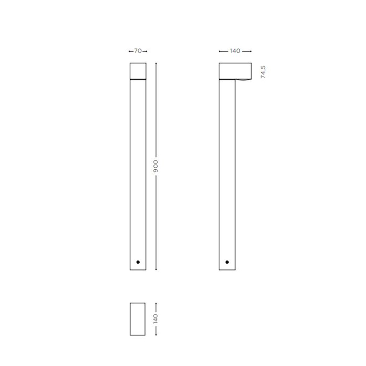 IP44.DE Como LED Pollerleuchte, Maßzeichnung
