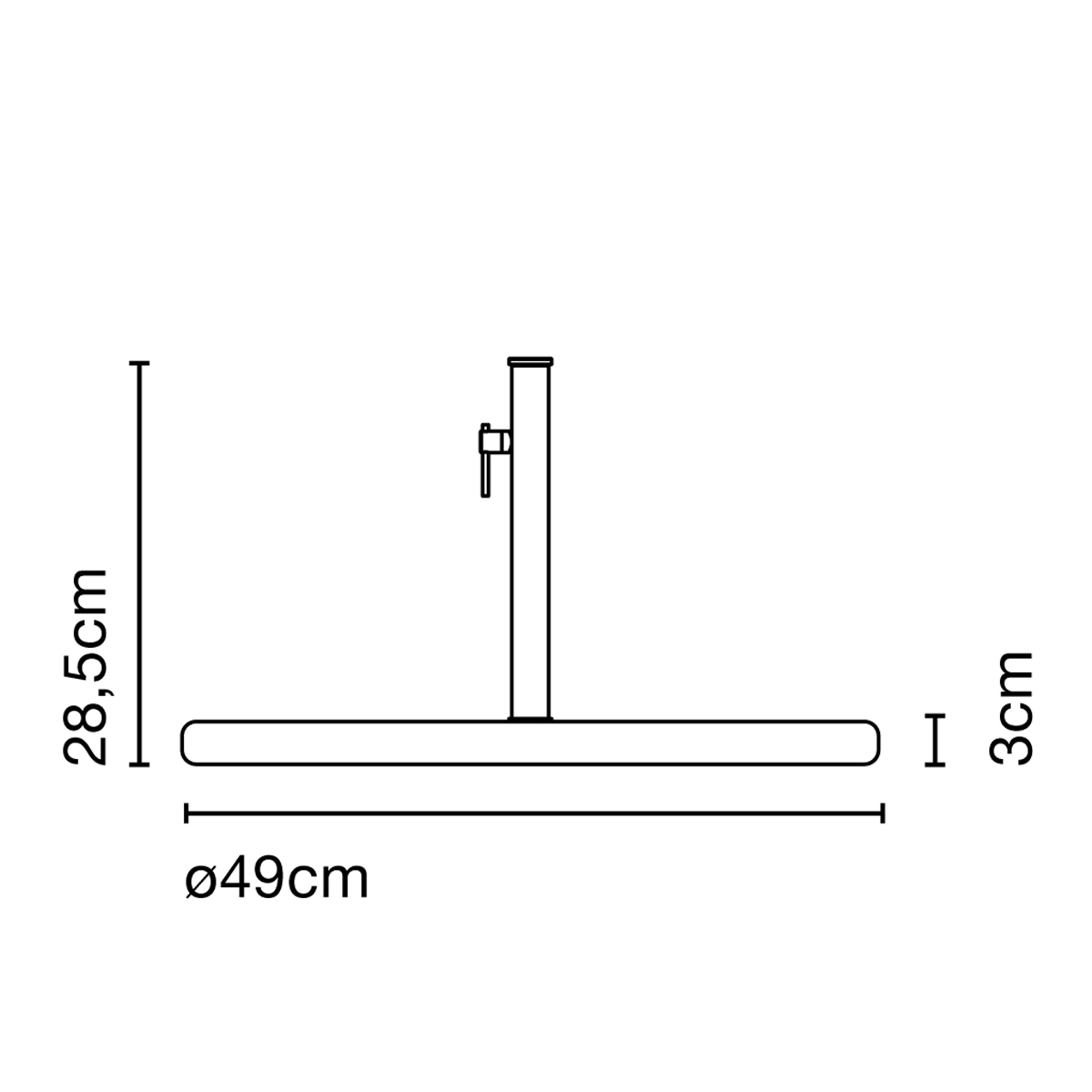 Marset Jaima P207+43 IP65 LED Stehleuchte, Sockel + Schaft, Maßzeichnung