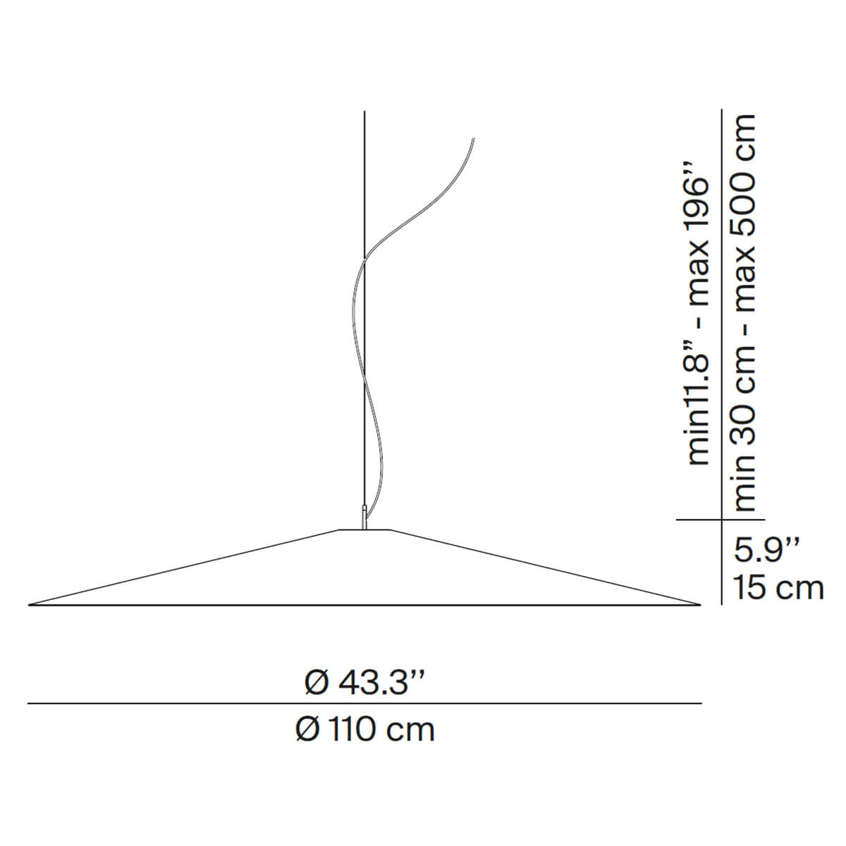 Luceplan Koinè LED Sospensione, Ø: 110 cm, Maßzeichnung