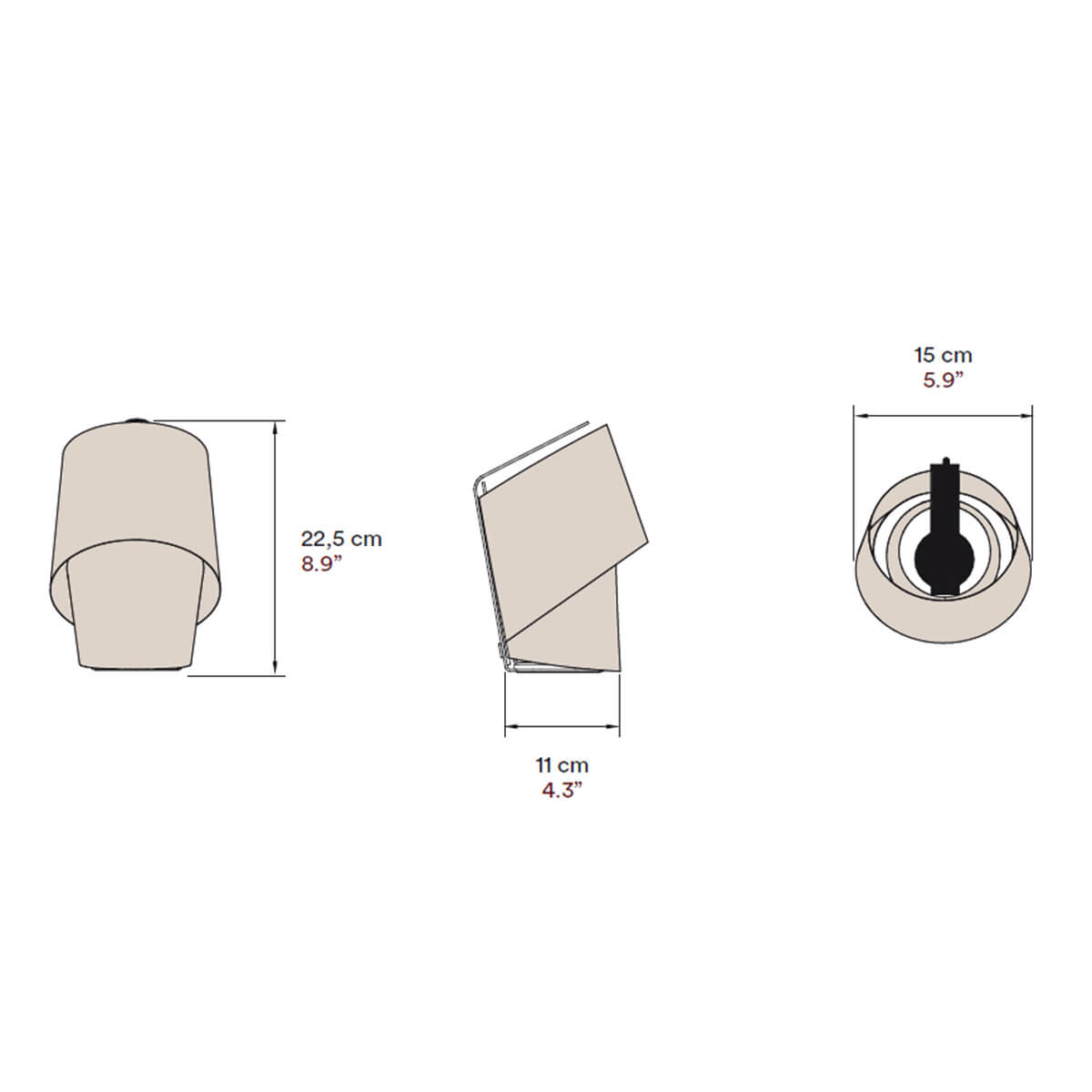 LZF Lamps Tiny Tischleuchte, Maßzeichnung