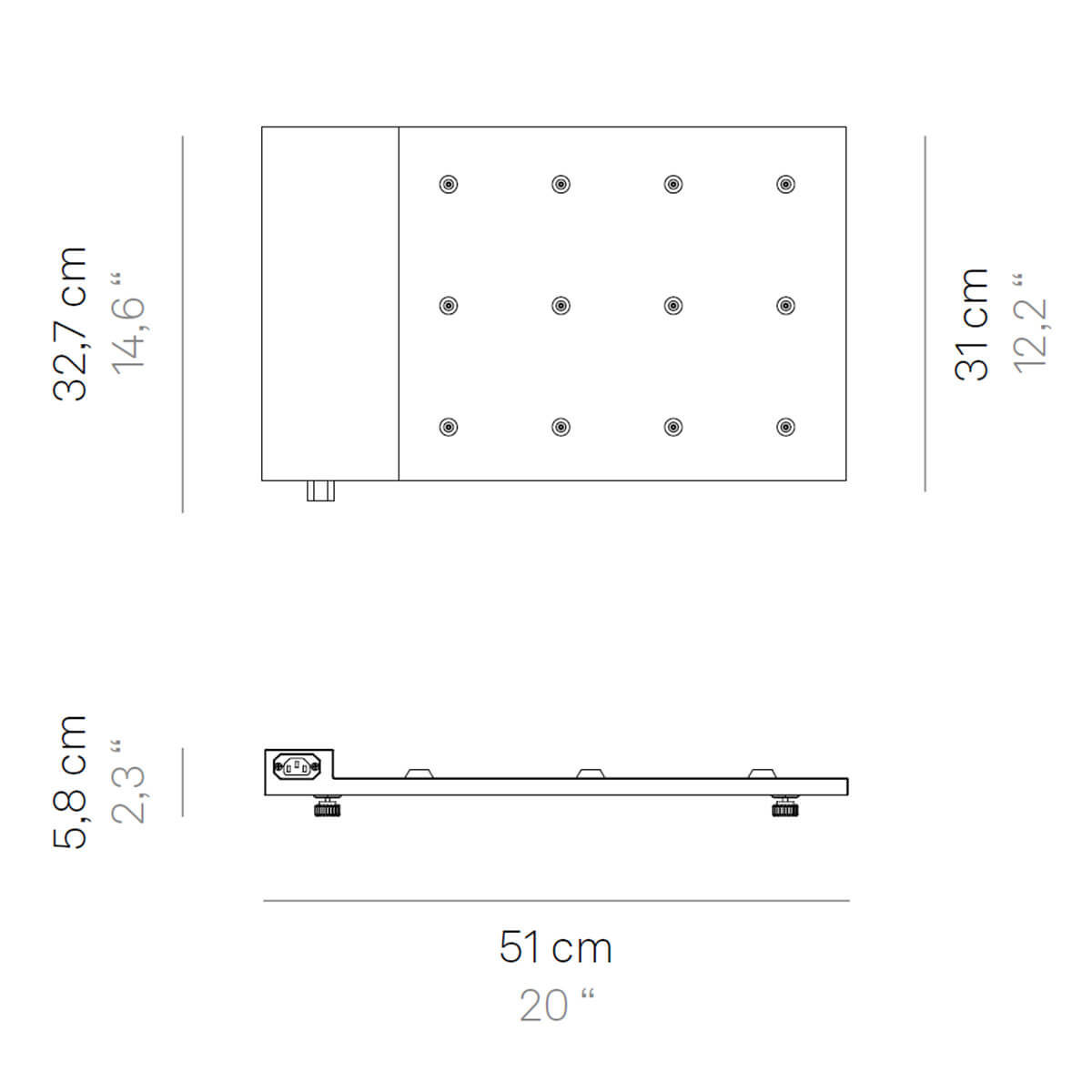 Zafferano AiLati Multi-Kontaktladestation für Poldina micro Pro, Maßzeichnung