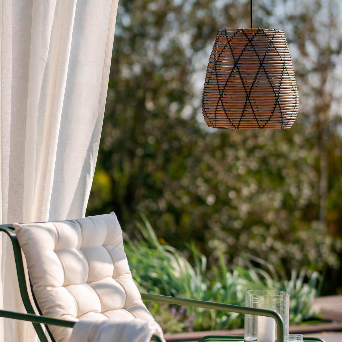 PR Home Lollo Outdoor Pendelleuchte, Ø: 38 cm, natur / schwarz