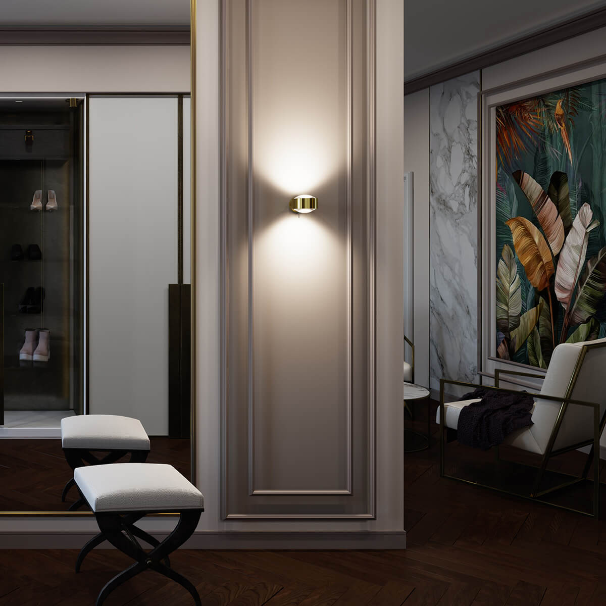 125-top-light-puk-maxx-wall-plus-led-wandleuchte-2-30806-24-karat-gold-linse-linse-ambiente-2-1200x1200 Top Light Puk Maxx Wall + LED Wandleuchte, 24 Karat vergoldet / Chrom, mit Linse klar / Linse klar