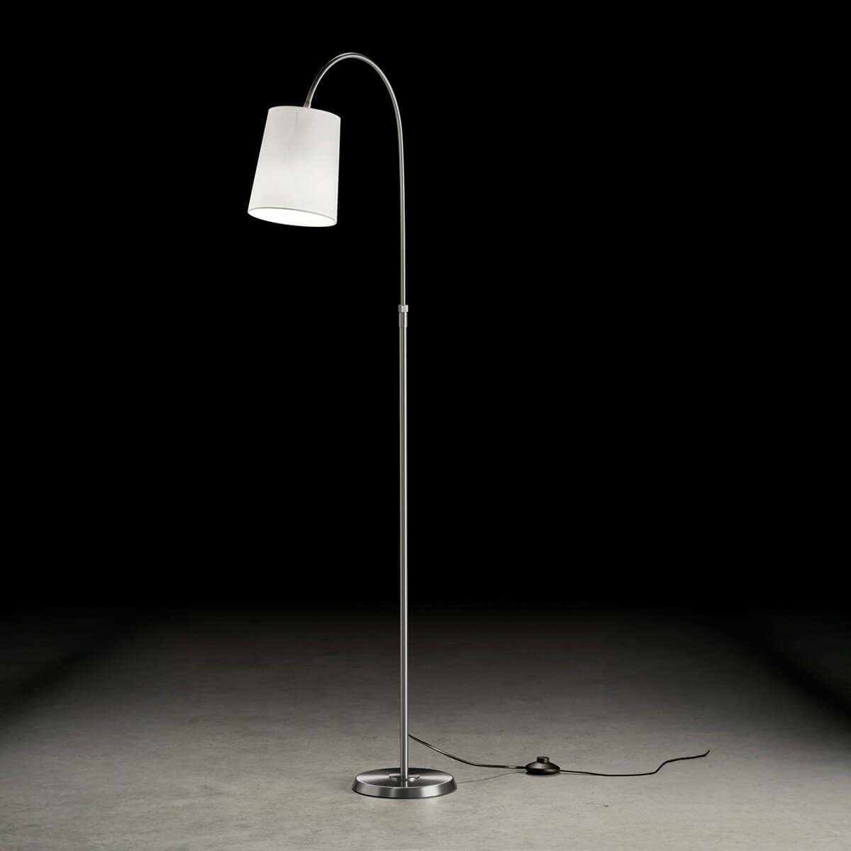 Holtkötter Boyleuchte Bogenleuchte, Schirm Ø: 16 cm, Nickel matt, Chintz weiß