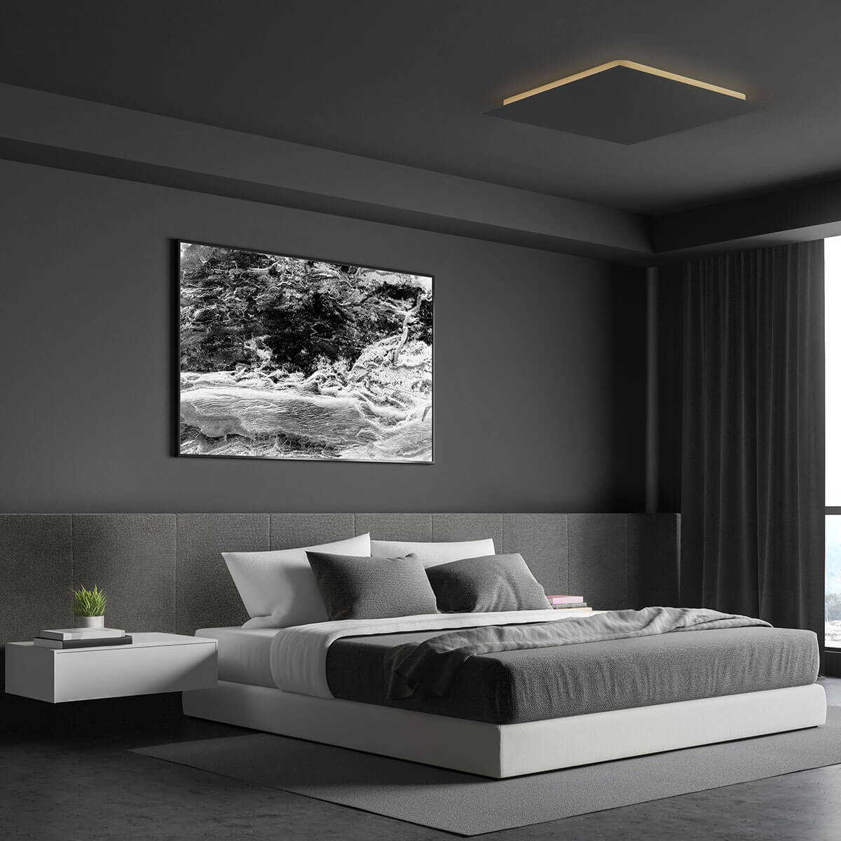 Escale Blade-Q LED Wand- / Deckenleuchte, 59 x 59 cm, mit Casambi-Modul, anthrazit