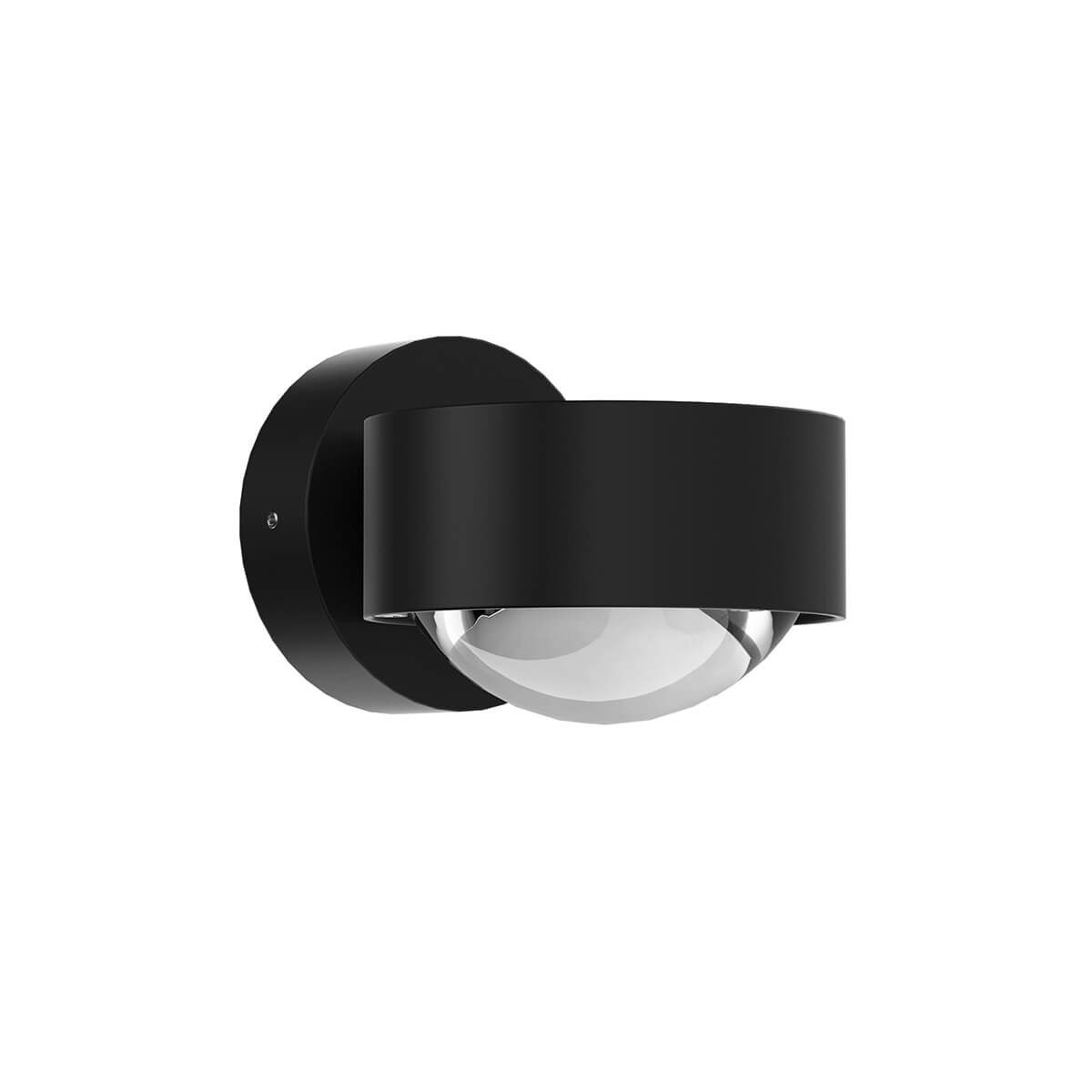 Top Light Puk Mini Wall Wandleuchte, Gehäuse, schwarz matt (Black Edition), mit Linse klar / Glas satiniert (nicht inbegriffen)
