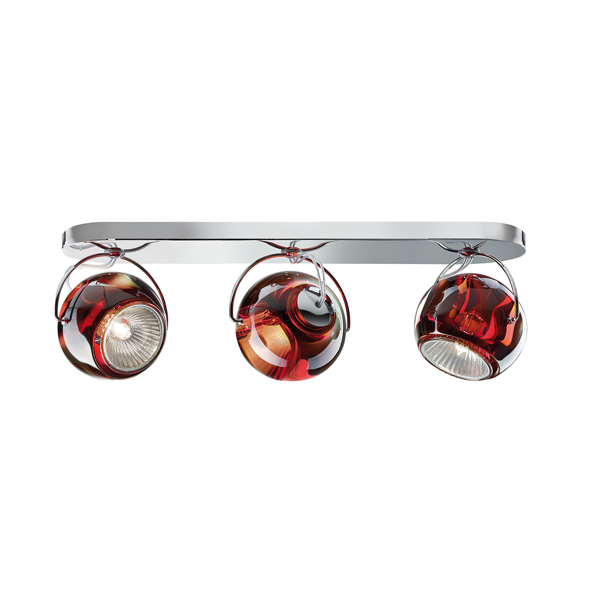 Fabbian Beluga Colour Wand-/Deckenleuchte, 3-flg., rot (Produktansicht)