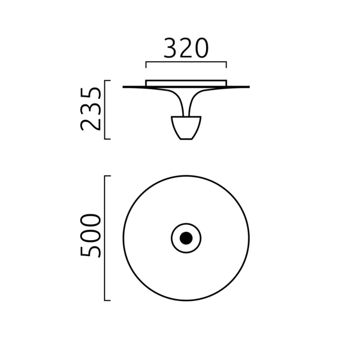 Helestra Redo LED Deckenleuchte, Ø: 50 cm, Maßzeichnung