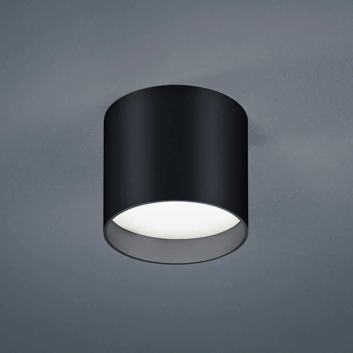 Helestra Dora LED Deckenleuchte, rund, schwarz matt - Glas satiniert