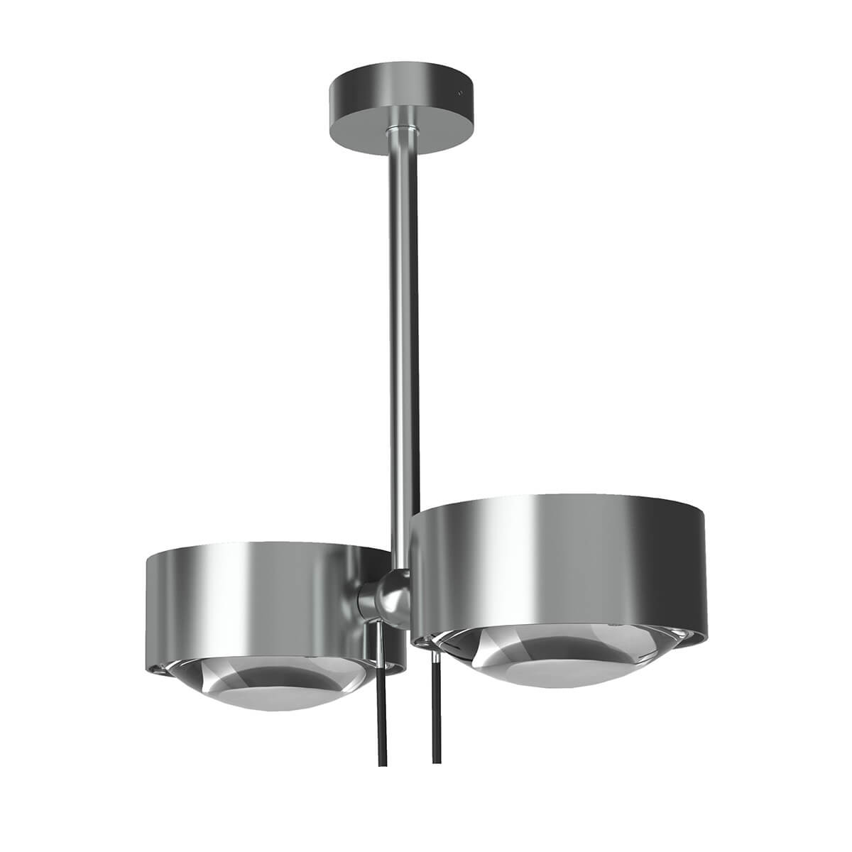 Top Light Puk Maxx Side Twin Ceiling LED Deckenleuchte, 20 cm, Gehäuse, Chrom matt, mit Linse klar / Glas satiniert (nicht inbegriffen)