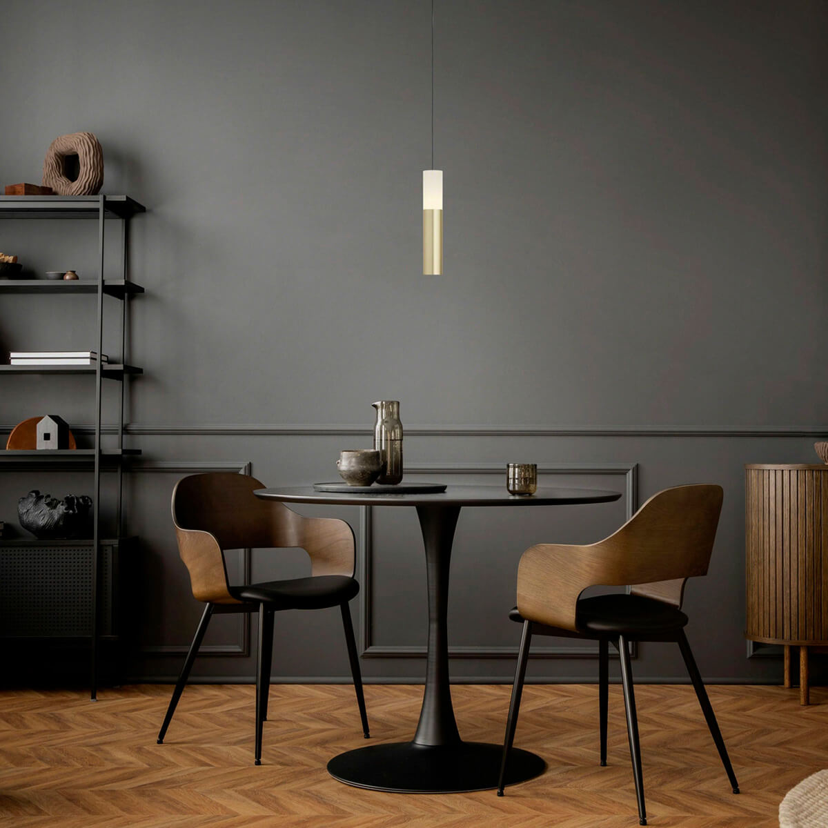 Helestra Lidos LED Pendelleuchte, schwarz / Gold matt