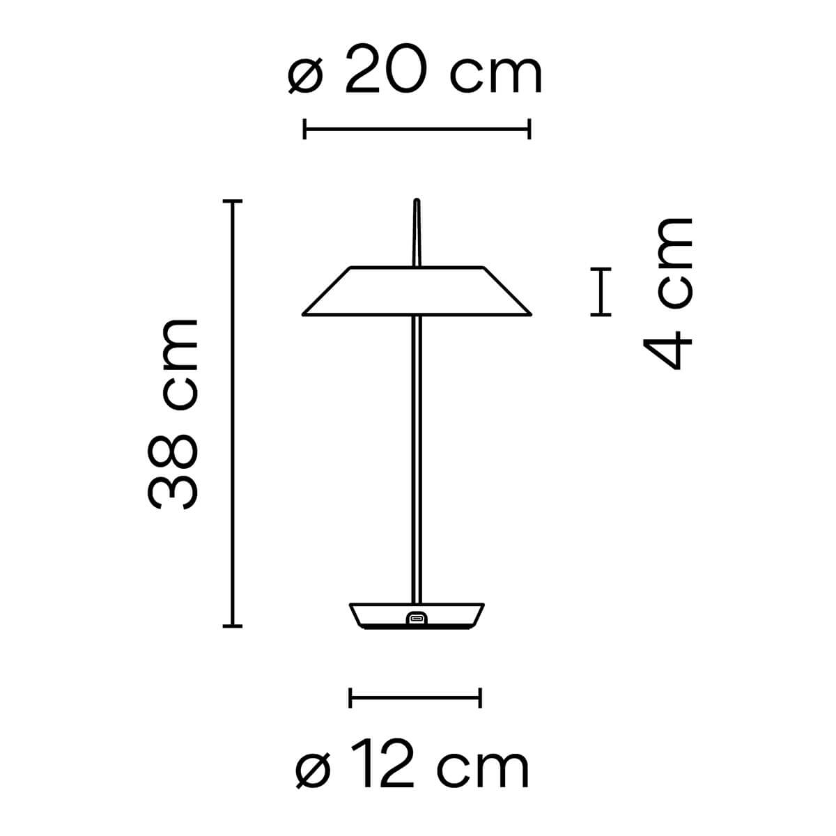 Vibia Mayfair Mini 5495 LED Akkuleuchte, Maßzeichnung