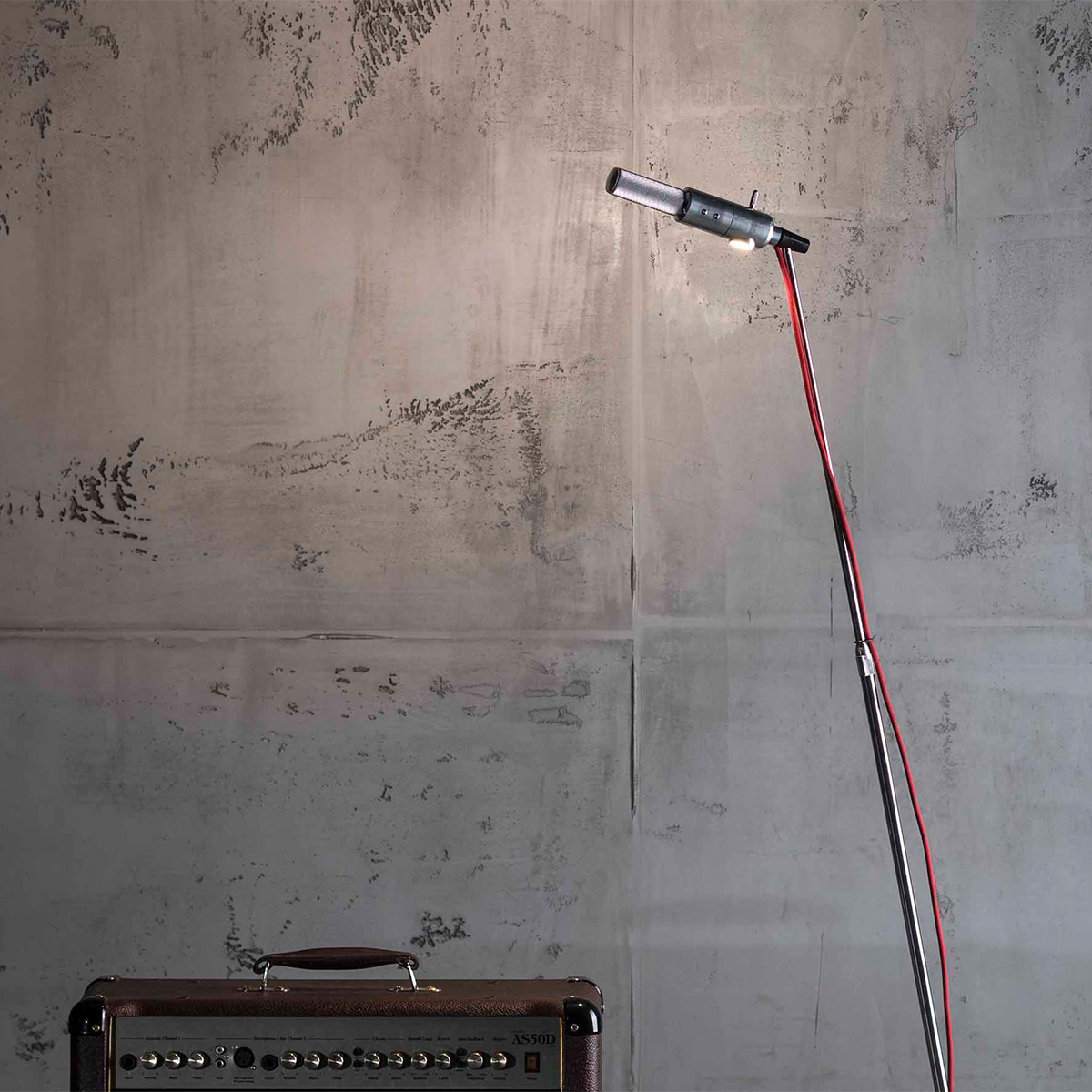 Less 'n' more Stereo LED Stehleuchte, Alu poliert / Beton grau (Leuchtenkopf indirektstrahlend, ohne Lichtsegel)