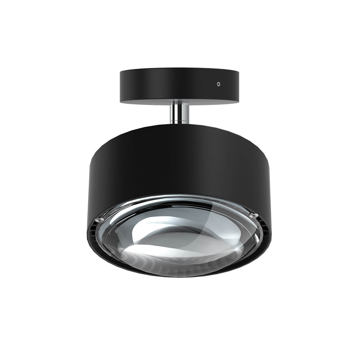 Top Light Puk Maxx Turn Downlight Deckenleuchte, Gehäuse, schwarz matt / Chrom, mit Linse klar (nicht inbegriffen)