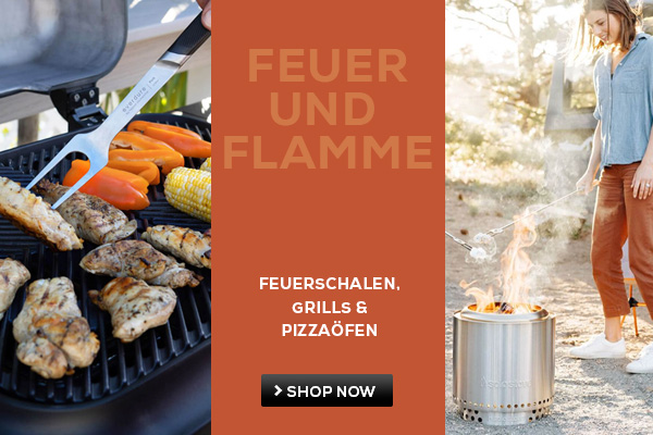 Banner mit Solo Stove Feuerschalen und Tischfeuer