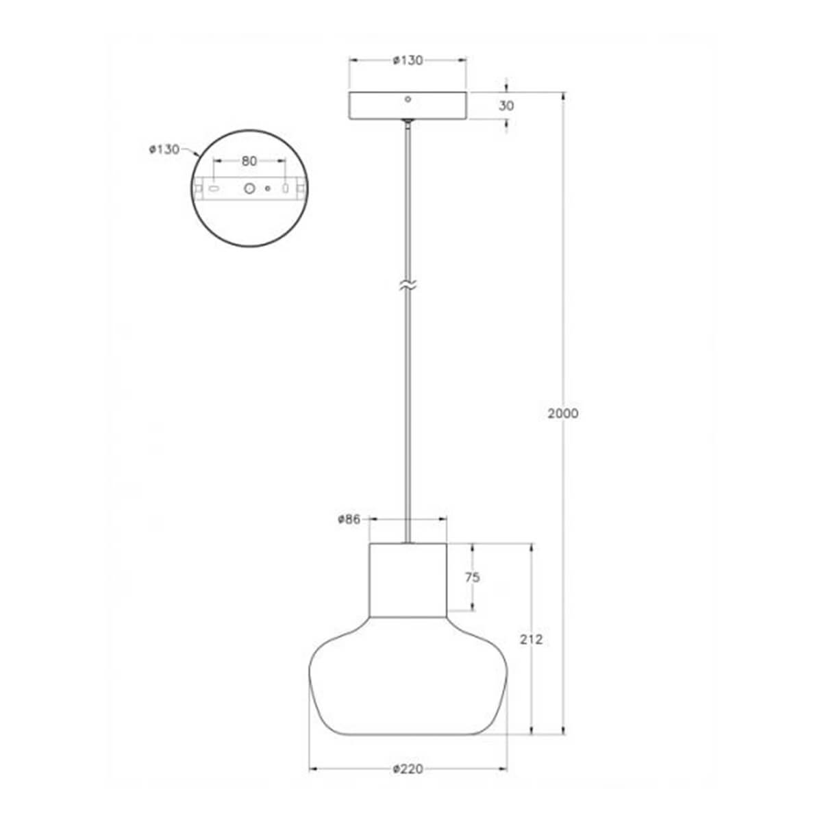Fabas Luce Kino LED Pendelleuchte, 1-flg., Maßzeichnung
