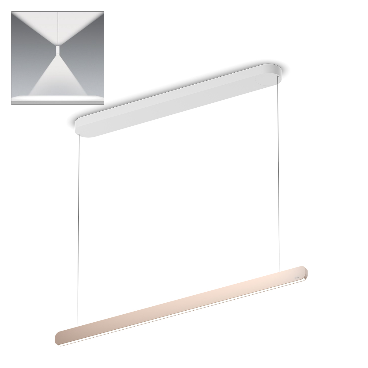 Occhio Mito volo 100 var up wide LED Pendelleuchte, Baldachin: weiß, Schirm: Gold matt
