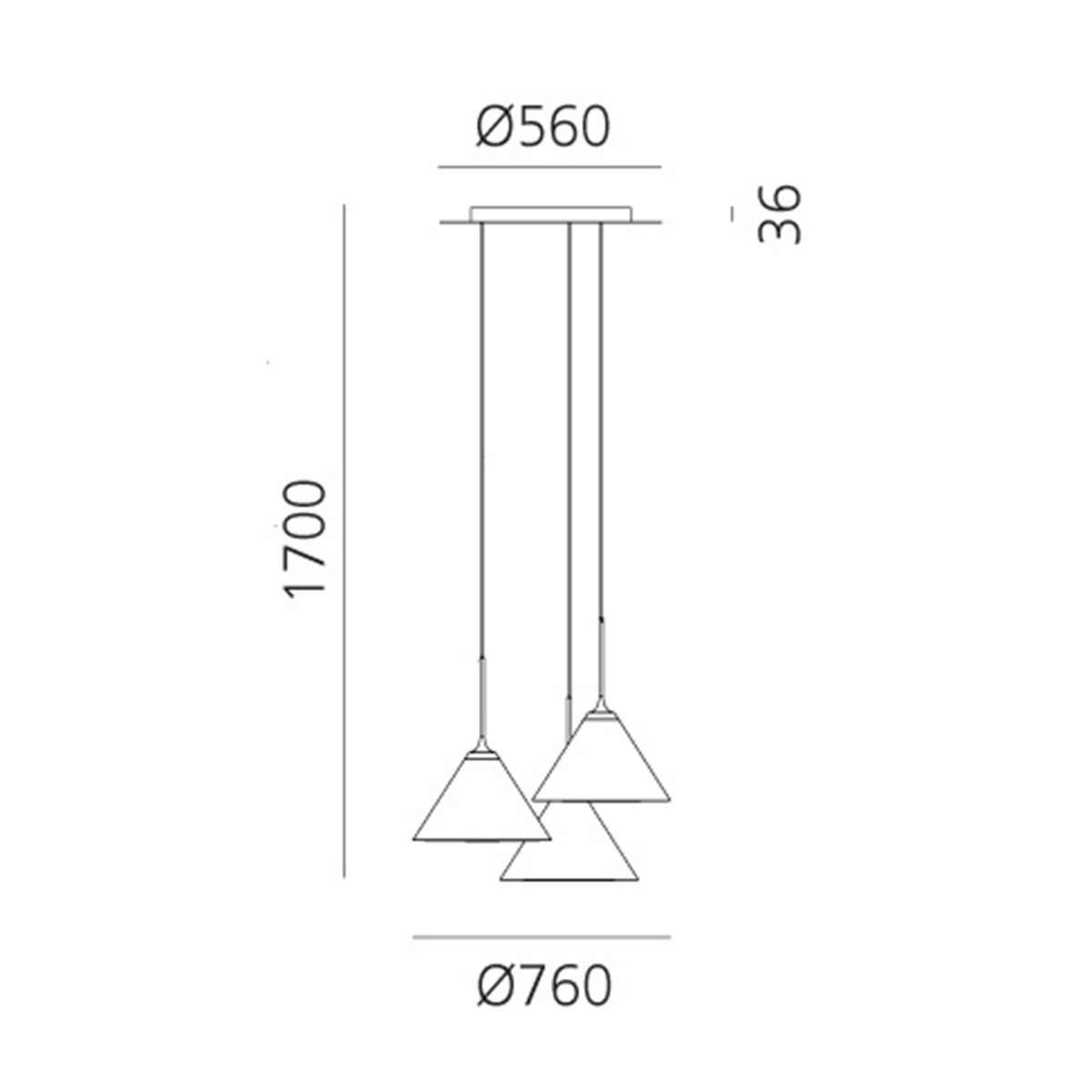 Artemide Look at Me 35 Cluster LED Sospensione, App-kompatibel, Maßzeichnung