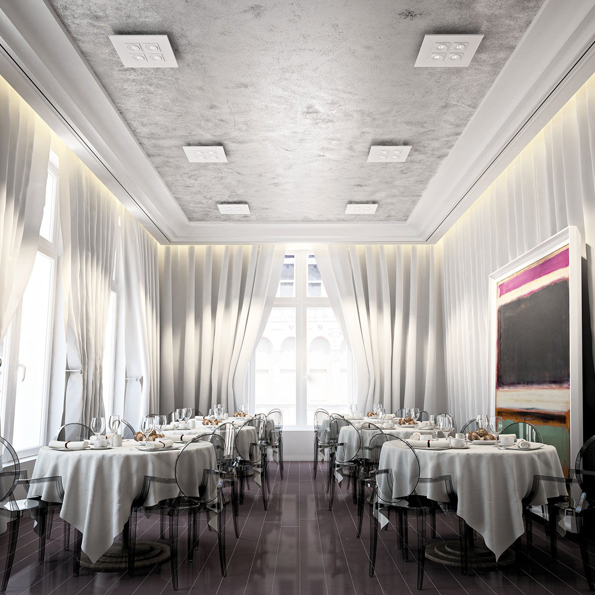 Milan Marc Deckenstrahler, 47 x 47 cm, weiß, Anwendungsbeispiel