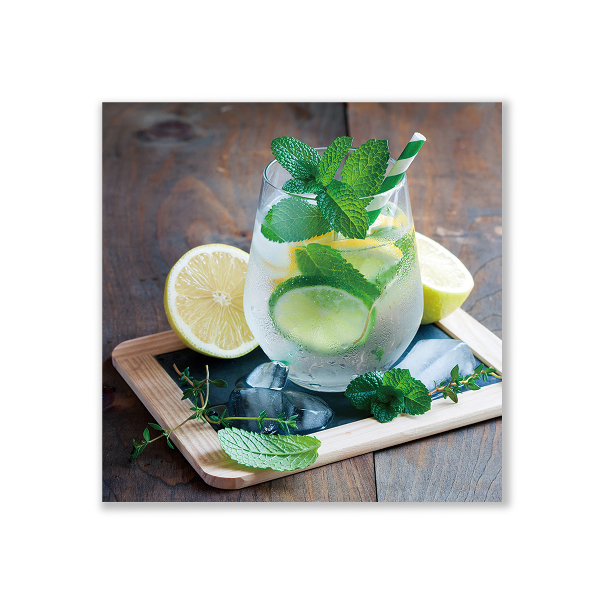Glasbild Digitaldruck Cocktail mit Zitronen, 60 x 60 cm