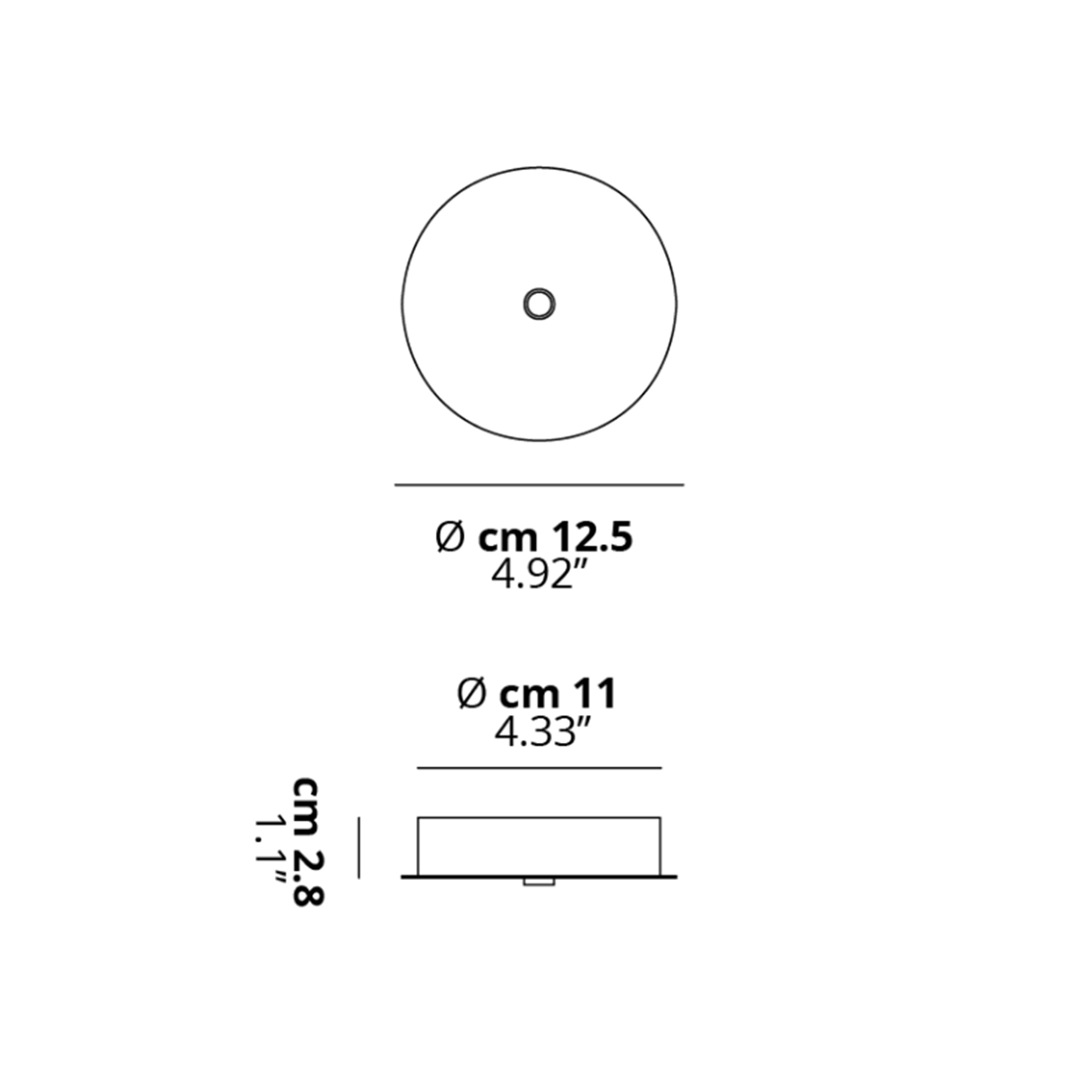 Lodes Random Solo 12 LED Pendelleuchte, Maßzeichnung des Baldachins