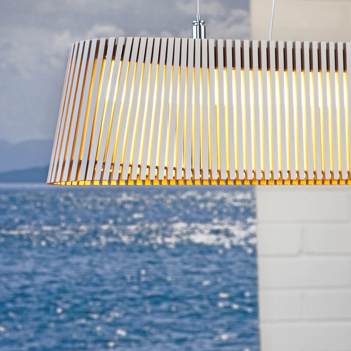 Secto Design Owalo 7000 Pendelleuchte, weiß laminiert, Kabel: weiß