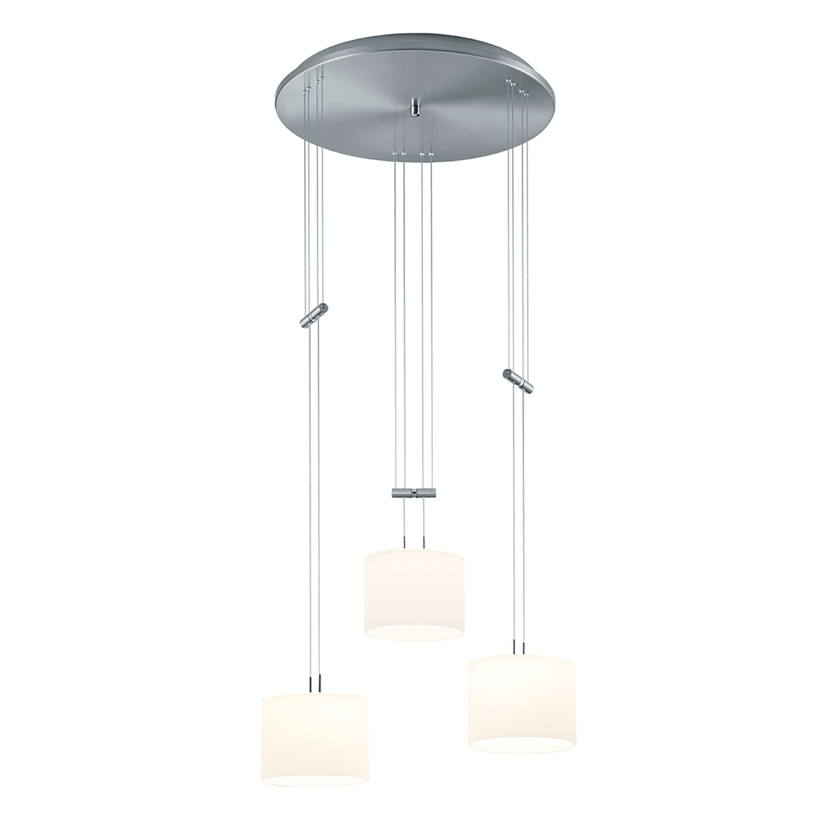 Bankamp Grazia LED Pendelleuchte, 3-flg., mit Rondell, Nickel matt / Chrom
