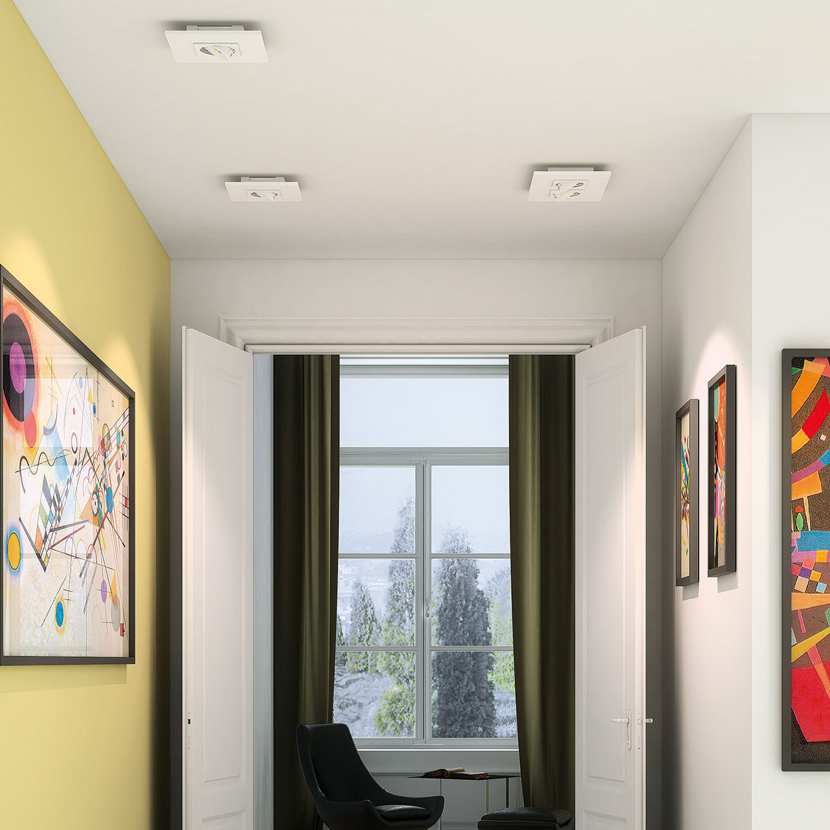 Milan Marc Deckenstrahler, 26 x 26 cm, weiß, Anwendungsbeispiel