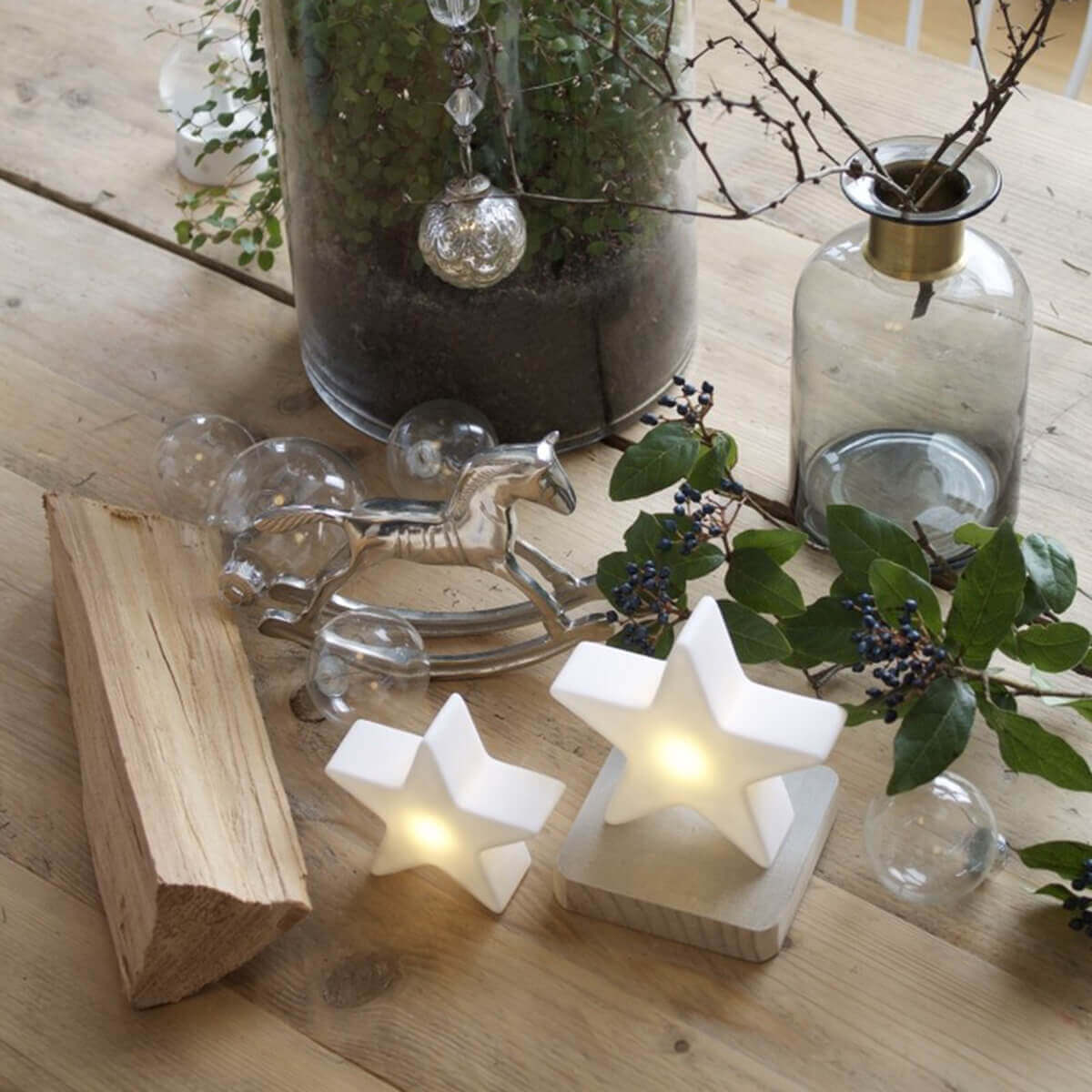 8 seasons design Shining Star Micro LED Akkuleuchte, Höhe: 9 und 12 cm, weiß