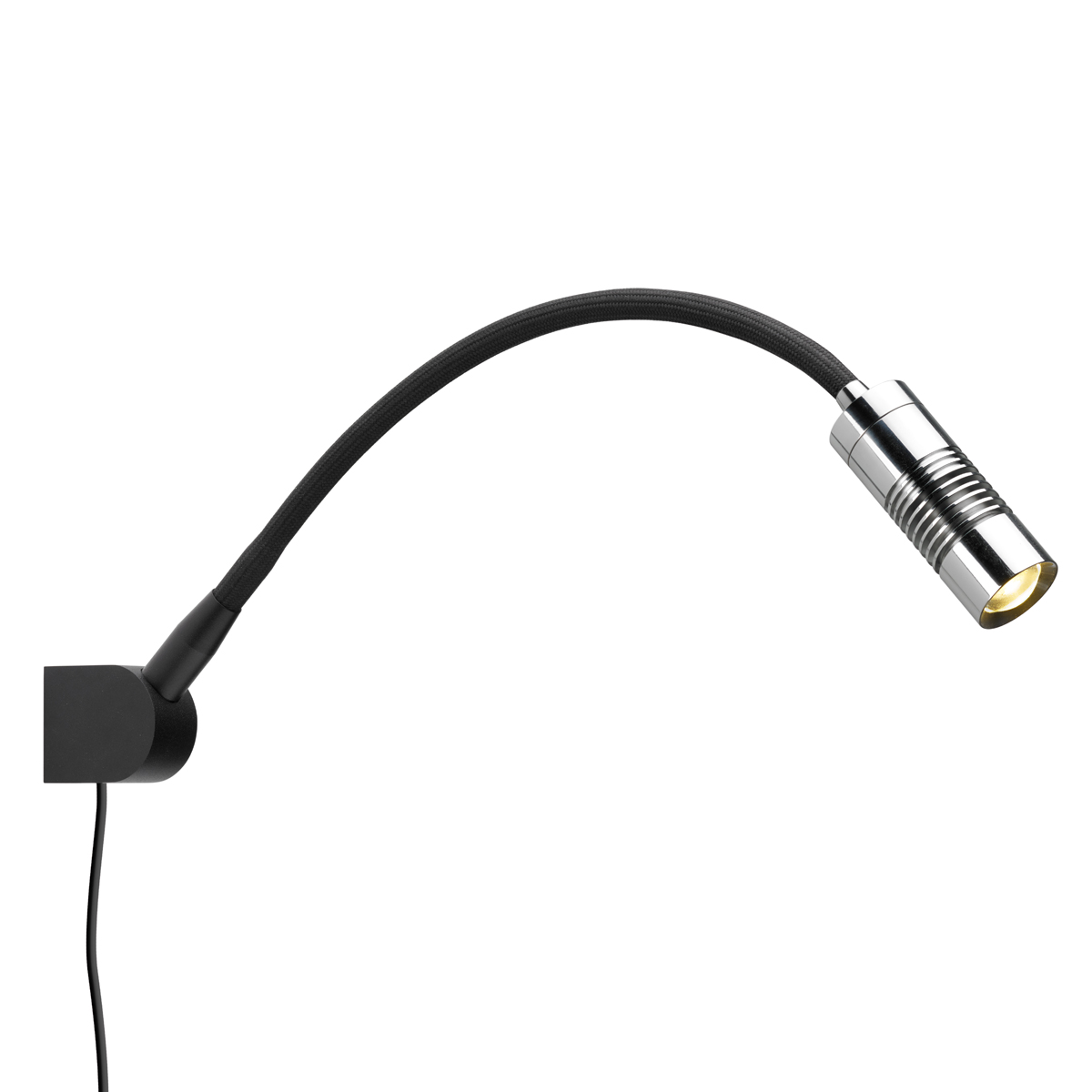Oligo A Little Bit LED Wandleuchte, schwarz matt, Kopf: Chrom