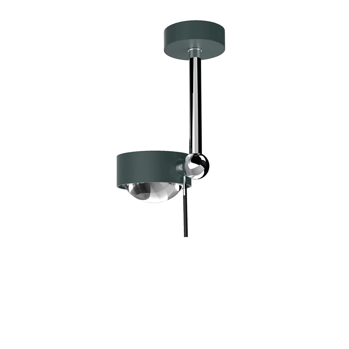 Top Light Puk Mini Side Single Ceiling LED Deckenleuchte, 10 cm, Gehäuse, anthrazit matt / Chrom, mit Linse klar / Glas satiniert (nicht inbegriffen)