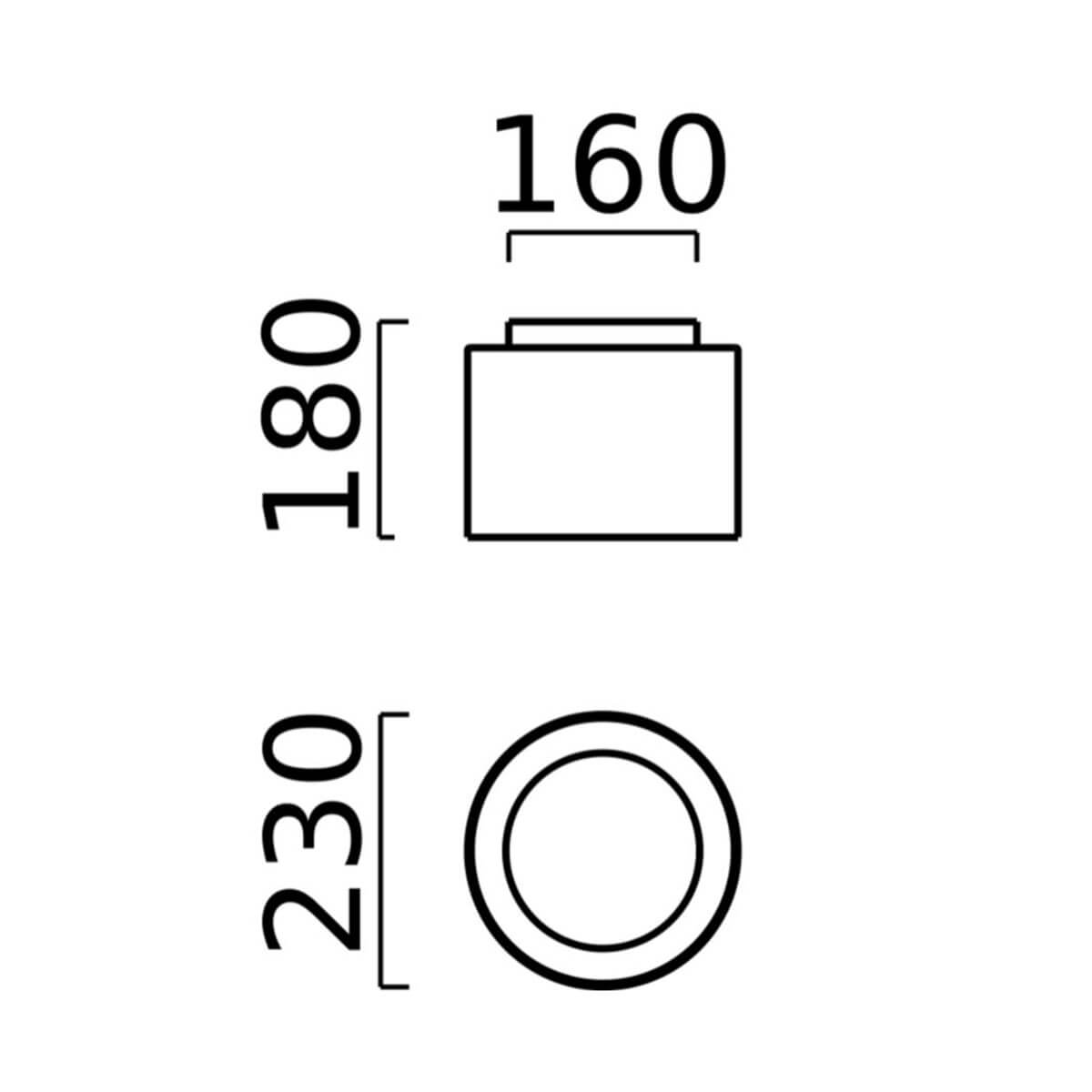 Helestra Olvi LED Deckenleuchte, Ø: 23 cm, Maßzeichnung