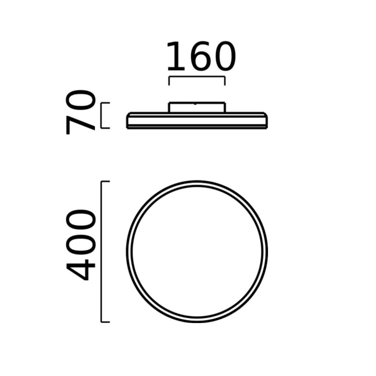 Helestra Sona LED Deckenleuchte, Ø: 40 cm mit Casambi-Modul, Maßzeichnung
