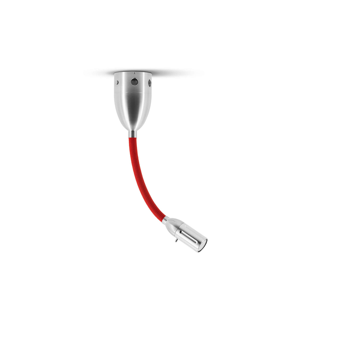 Less'n'more Zeus LED Wand- / Deckenleuchte, Flexwelle: kurz, Textil: rot