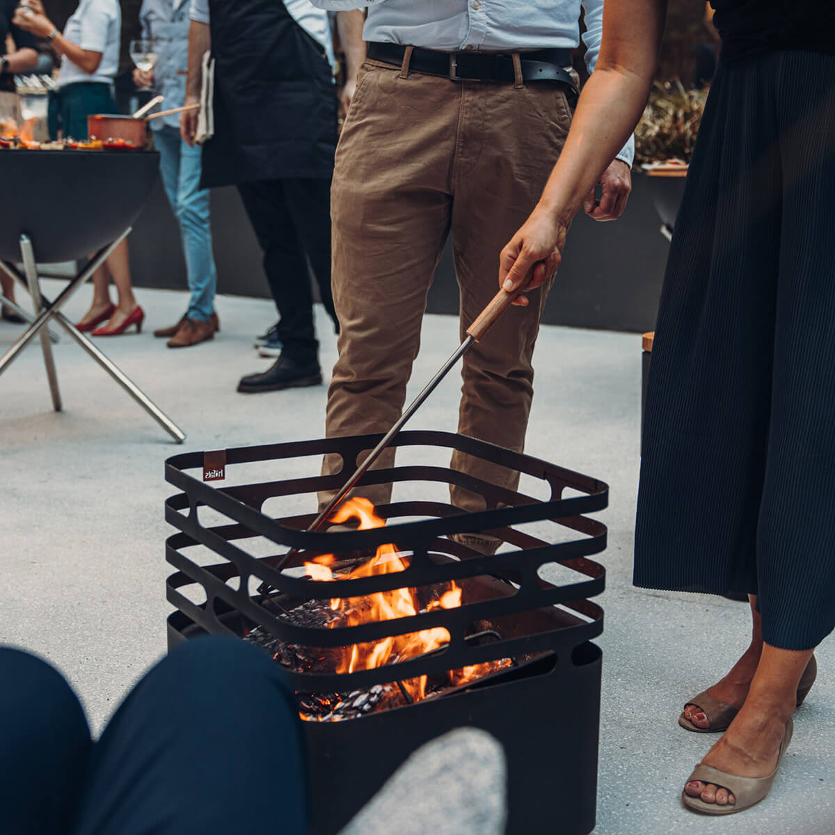 Höfats Feuerwerkzeug-Set, 3er-Set, Edelstahl / Holz