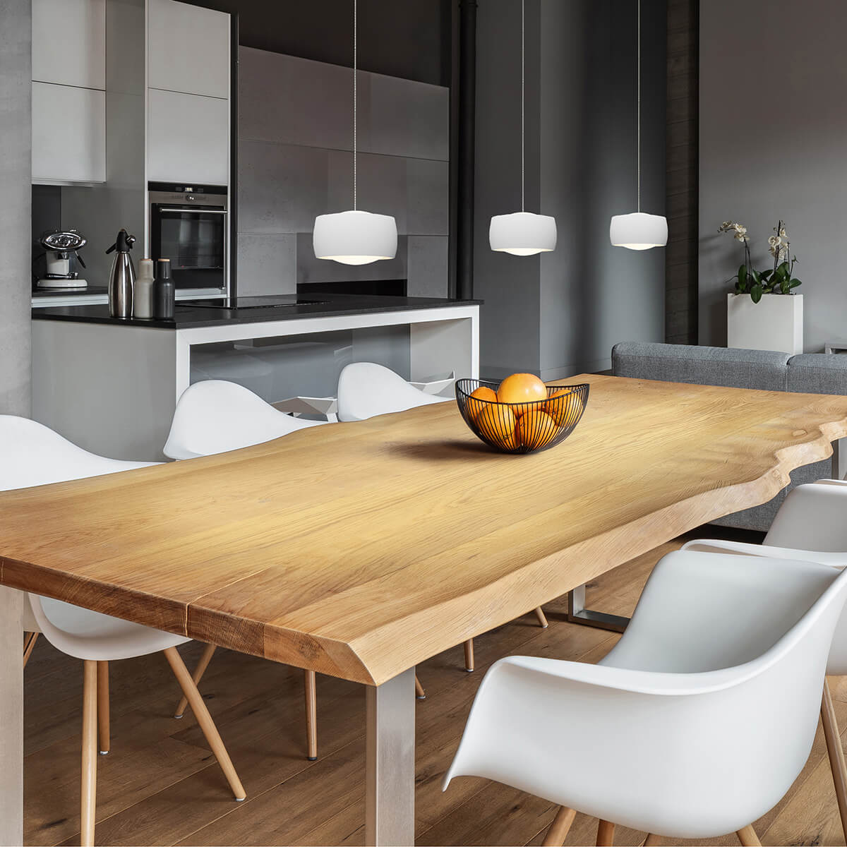 Grace LED Pendelleuchte, 3-flg., TW, unsichtbare Höhenverstellung, Baldachin: Chrom