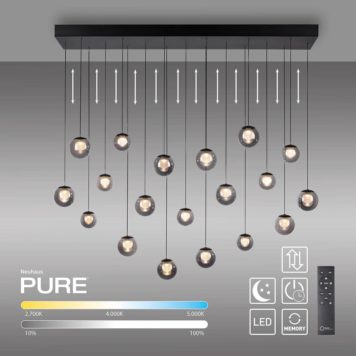 PURE Popup LED Pendelleuchte mit CCT