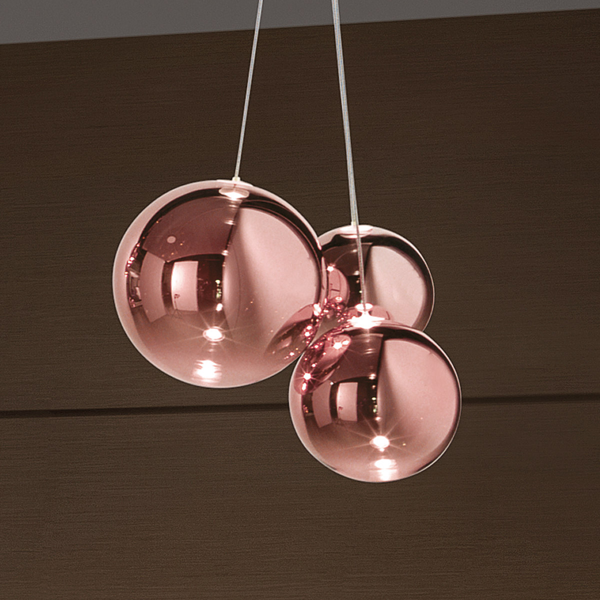 Lodes Random LED Pendelleuchte, 3-flg., Chrom - Roségold