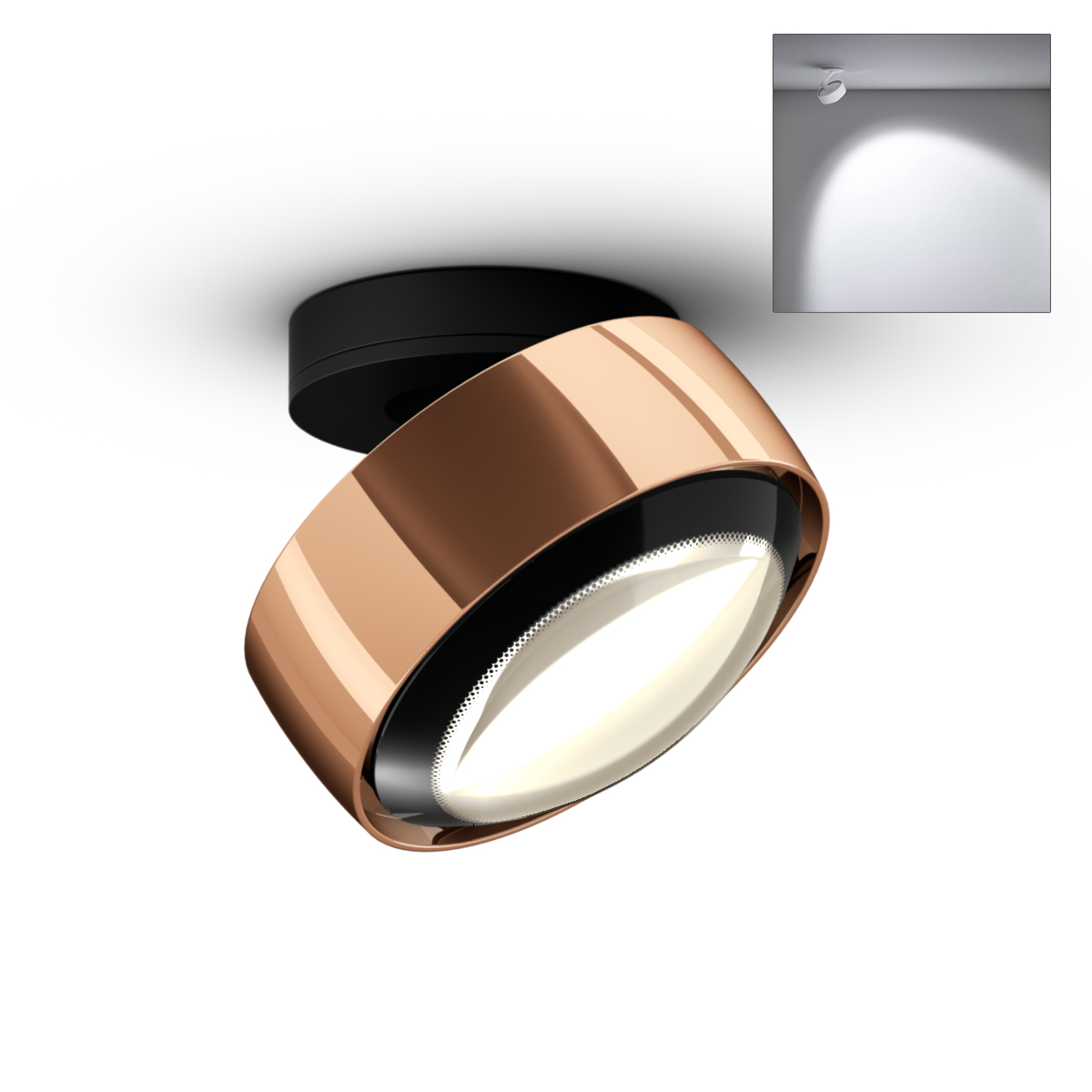 Occhio Più alto Volt S80 Deckenstrahler, 3000 K, Roségold / mattschwarz