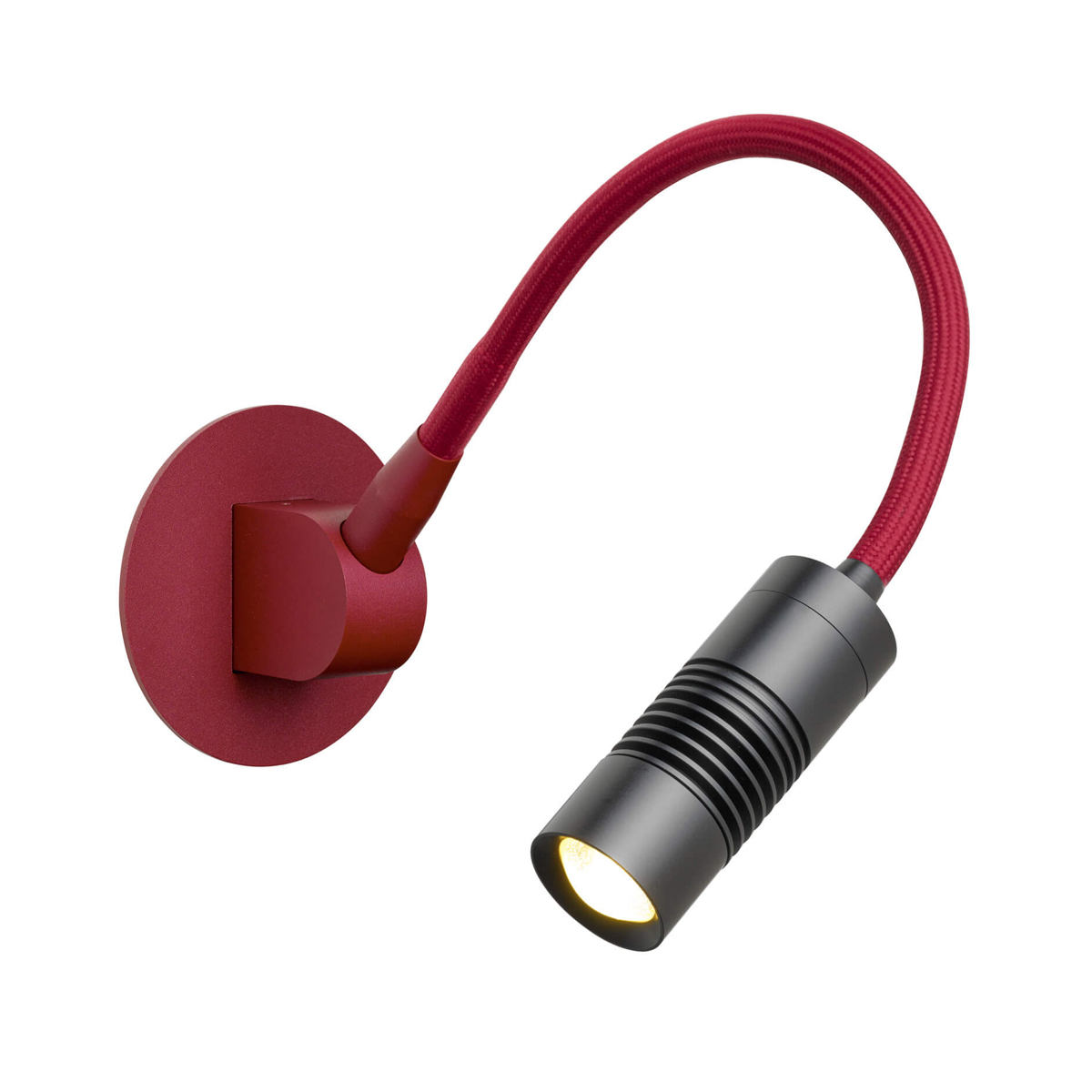 Oligo A Little Bit Colour LED Wandeinbauleuchte, rot matt, Kopf: schwarz matt