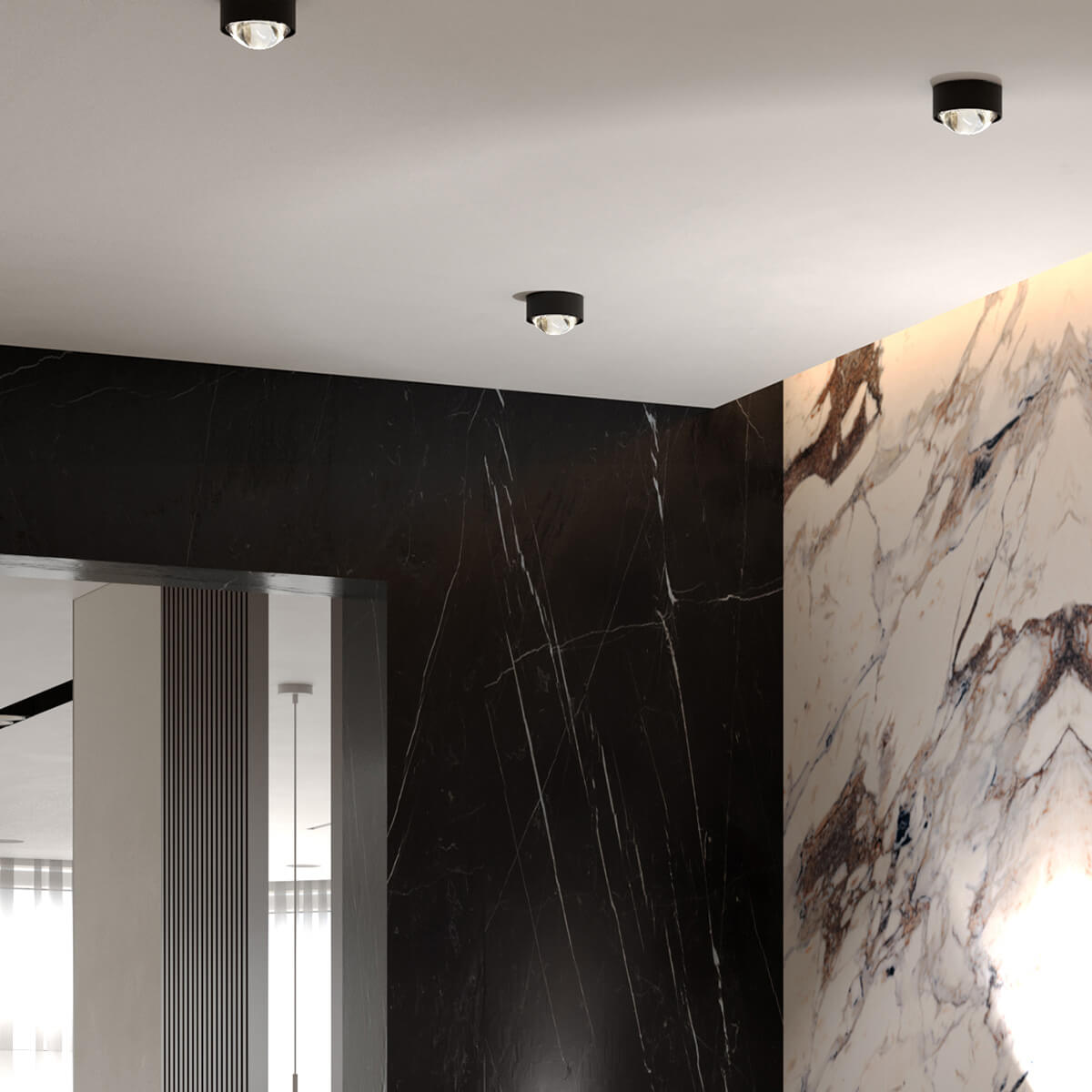 Top Light Puk Mini One LED Deckenleuchte, Gehäuse, schwarz matt, mit Linse klar