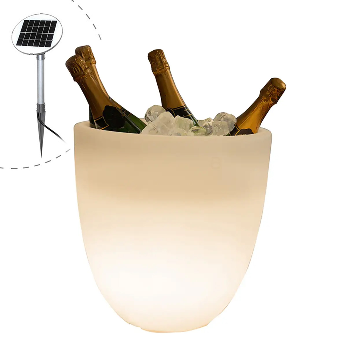 8 seasons design Shining Curvy Cooler LED Solar- / Dekoleuchte & Weinkühler, weiß (Dekoration nicht inbegriffen) Shining Curvy Cooler LED Solar- / Dekoleuchte & Weinkühler